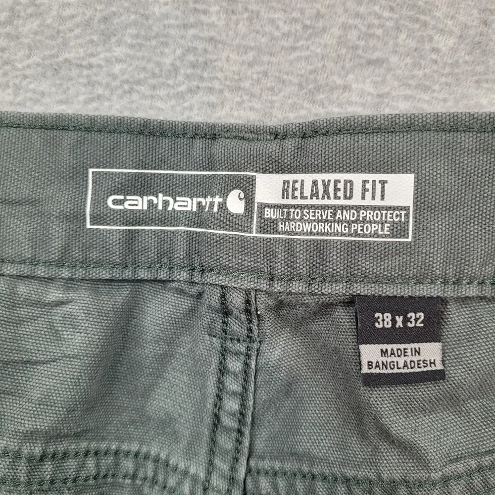 Carhartt Relaxed Fit Canvas Work Pant Mens 38x32 Gray Rugged Flex BN2517-M